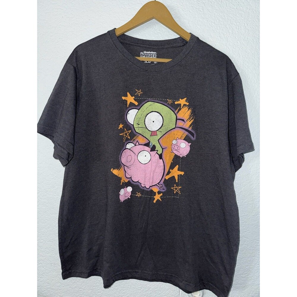 Nickelodeon Invader Zim GIR Riding Pig Black Graphic T-Shirt Size XL